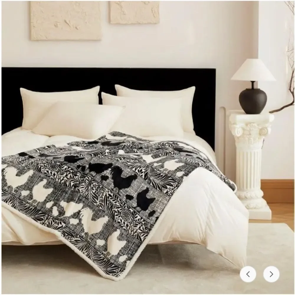 Chicken Rooster Hen Buttery Soft Sherpa Throw Blanket Barnyard Animals Farm